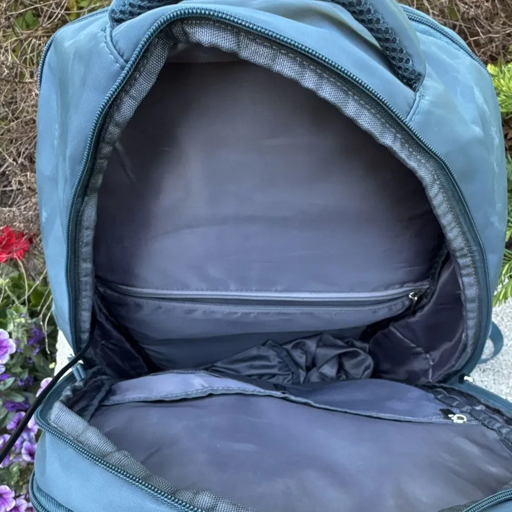 Padded Water Resistant USB Charging Port Blue Polyester Laptop Backpack 15
